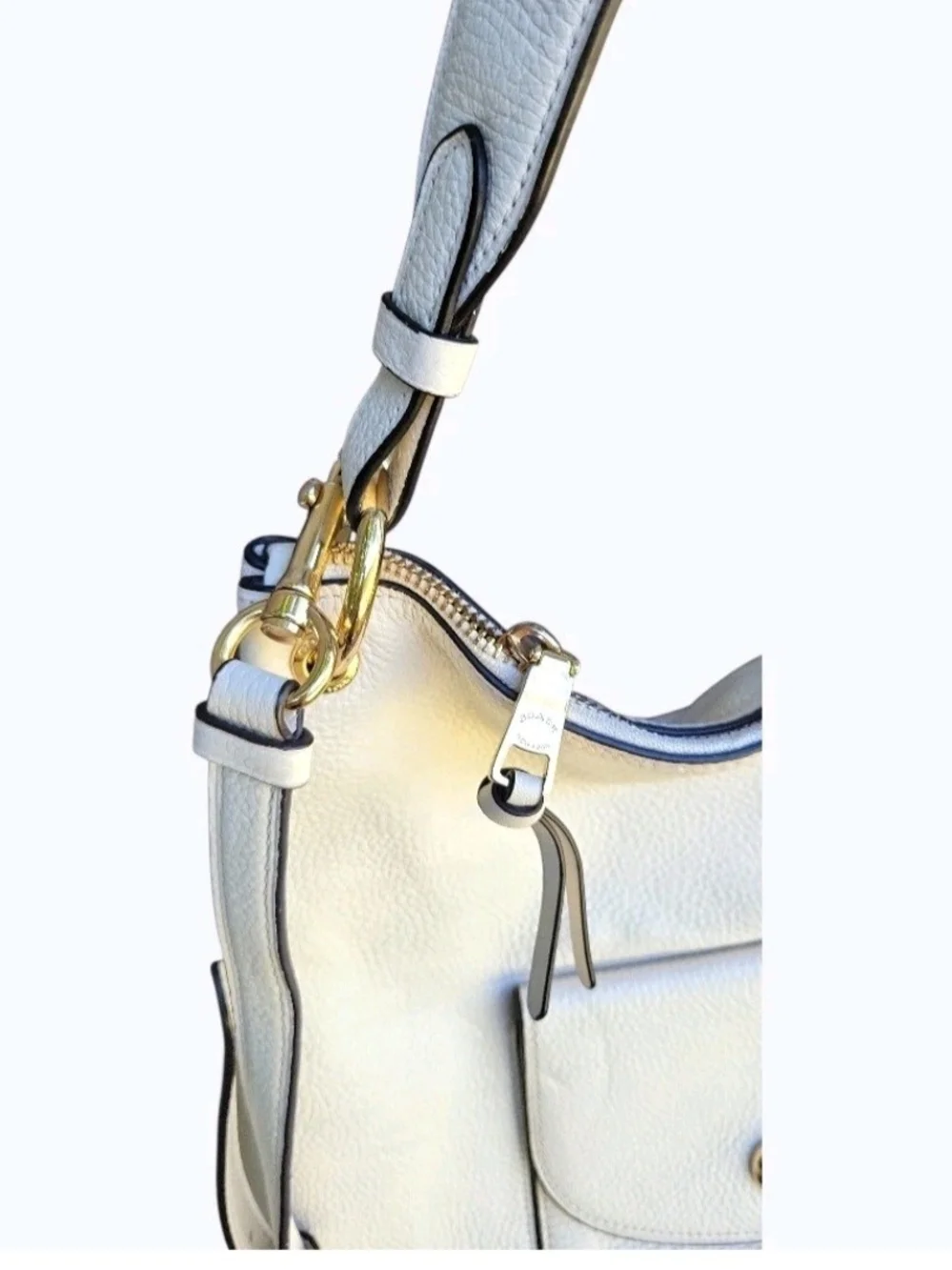 Coach White Pebbled Leather Hobo Shoulder Bag